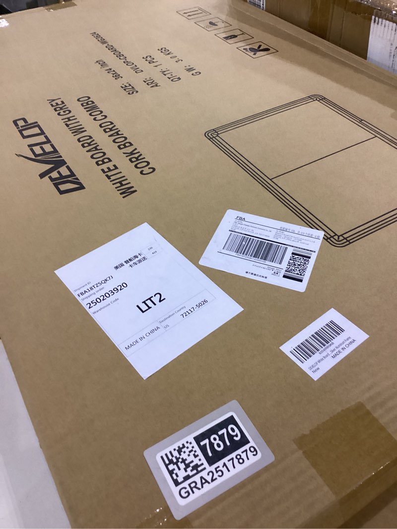 Condition photo showing New/Like New for DEVELOP Grey Felt Bulletin & Magnetic Dry Erase Combo Board, 36 x 24 Inch Hanging Whiteboard/Grey Felt Bulletin Combination Board with Marker Tray, Pins, Eraser, Markers & Magnets White & Grey 36x24 inch