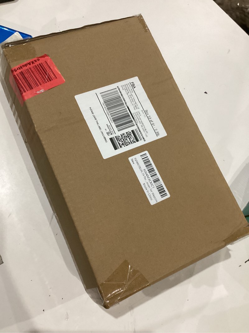 Condition photo showing As Is for XUWAIDSGN 24 Pack Blue Detachable 2 piece Champagne Flutes 5.5 Oz Unbreakable Plastic Mimosa Disposable Champagne Glasses Drinking Cups Stemmed Reusable Wine Toasting Glasses for Wedding Dusty Blue 24