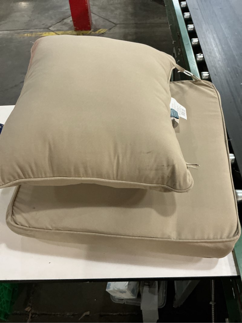 Condition photo showing As Is for origin 21 25-in x 25-in 2-piece canvas deep seat patio chair cushion