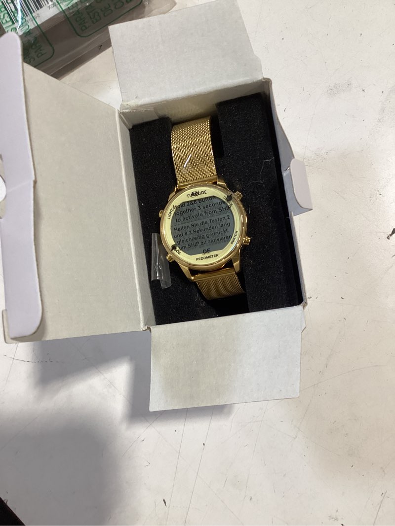 Condition photo showing Good Condition for women's step counter pedometer watch with stainless steel bracelet, stylish design, no app, no charging needed for step, calorie, distance, alarm, countdown timer?tu-2401 non-crystal rose gold