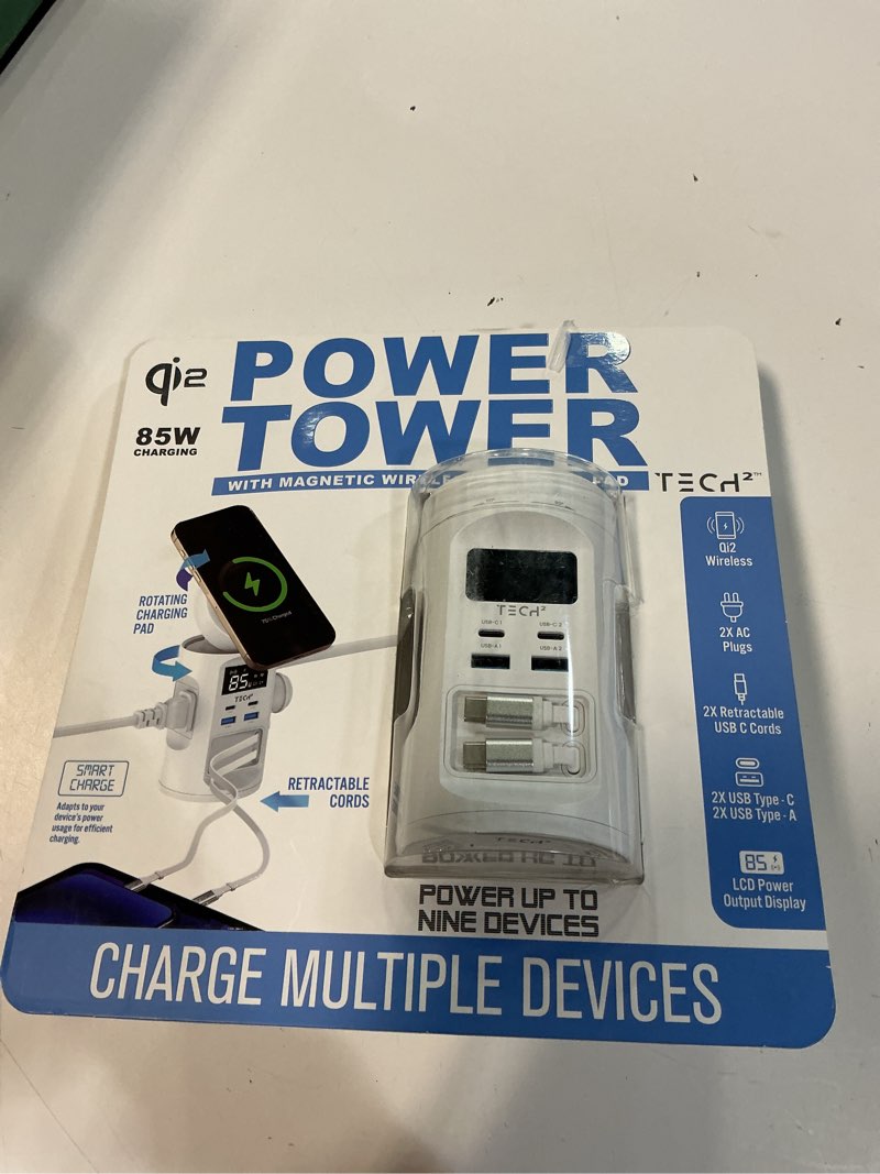 Condition photo showing Good Condition for tech squared power tower with qi2 wireless charging and retractable cords