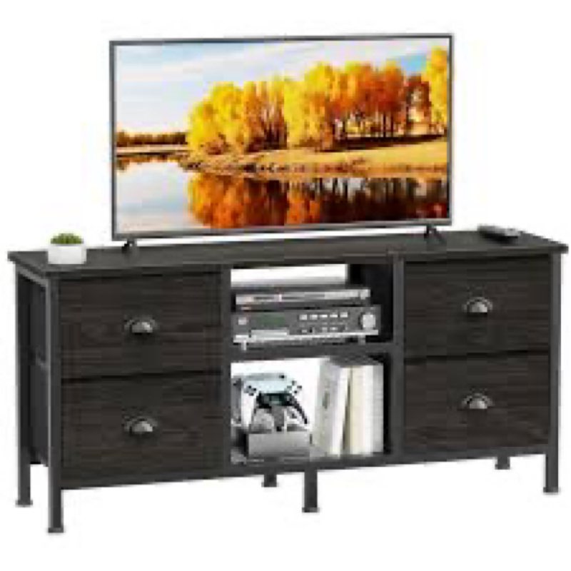 Furologee TV Stand with 4 Drawers, 43 inch Entertainment Center with Open Shelves, Media Center for 