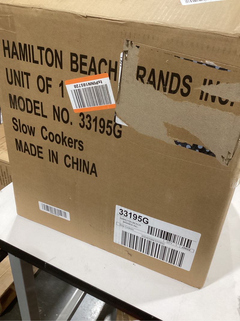 Condition photo showing As Is for Hamilton Beach Slow Cooker, Extra Large 10 Quart, Stay or Go Portable With Lid Lock, Dishwasher Safe Crock, Black (33195) 10 Quarts Black
