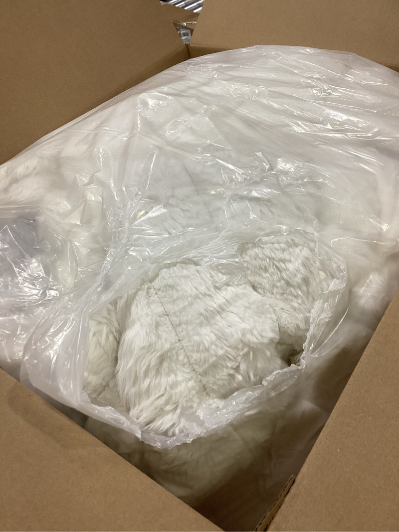 Condition photo showing As Is for Bedsure Faux Fur Duvet Cover King Size - White Fluffy Duvet Cover Set, Soft and Cozy Shaggy Bedding Comforter Cover, Winter Warm Luxury Fuzzy Bed Set 3 Pieces, 1 King Duvet Cover and 2 Pillowcases King (104" x 90") 08 - White Stripe (No Comforter)