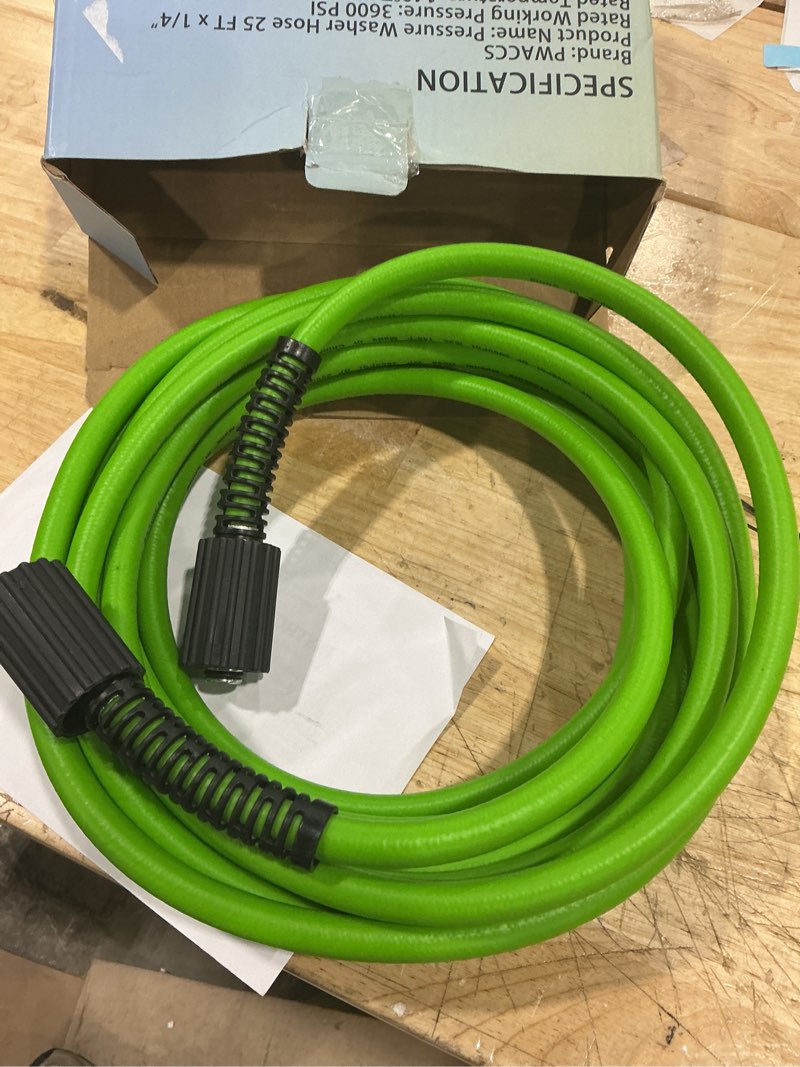 Condition photo showing As Is for pwaccs pressure washer hose for power washer – 3600 psi high pressure replacement hose – 1/4" x 25 ft flexible power washing extension hose – compatible with m22 fittings 1/4'' 25ft