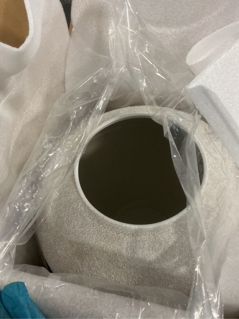 Condition photo showing Good Condition for White Rustic Large Round Vase for Table Centerpieces 11 inches, Arina Vase, Earthy Stone Look, Textured, Modern Homes Farmhouse Centerpiece Decor White Large Round