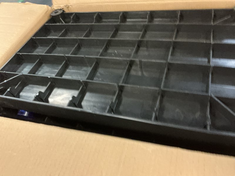 Condition photo showing Good Condition for plastic utility carts with wheels, heavy duty 510lbs capacity rolling service cart, 3-tier restaurant food cart with hammer for office, warehouse, garage (lockable wheels, black)