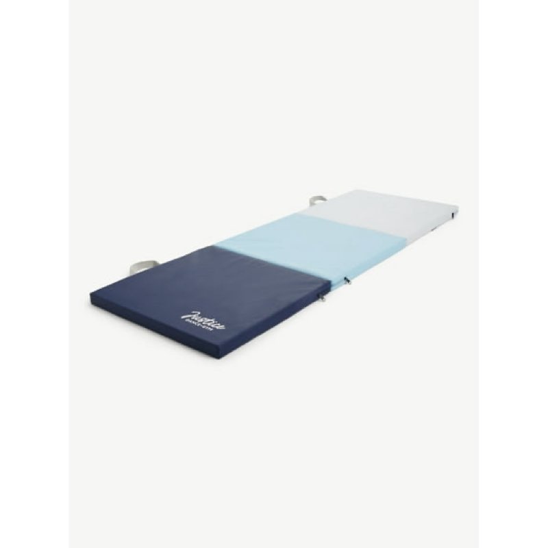 justice 6' three folding gymnastics mat with carry handles, multi color, blue, 1.5-inch thickness