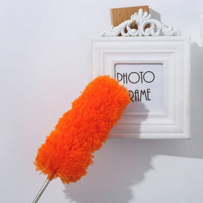 Wovilon 31.5 inches Extendable Feather Duster (Orange), Microfiber Duster with Extra Long Pole, Long Handle Dusters for Cleaning Ceiling Fan, High Ceiling, Blinds, Furniture & Cars Gray