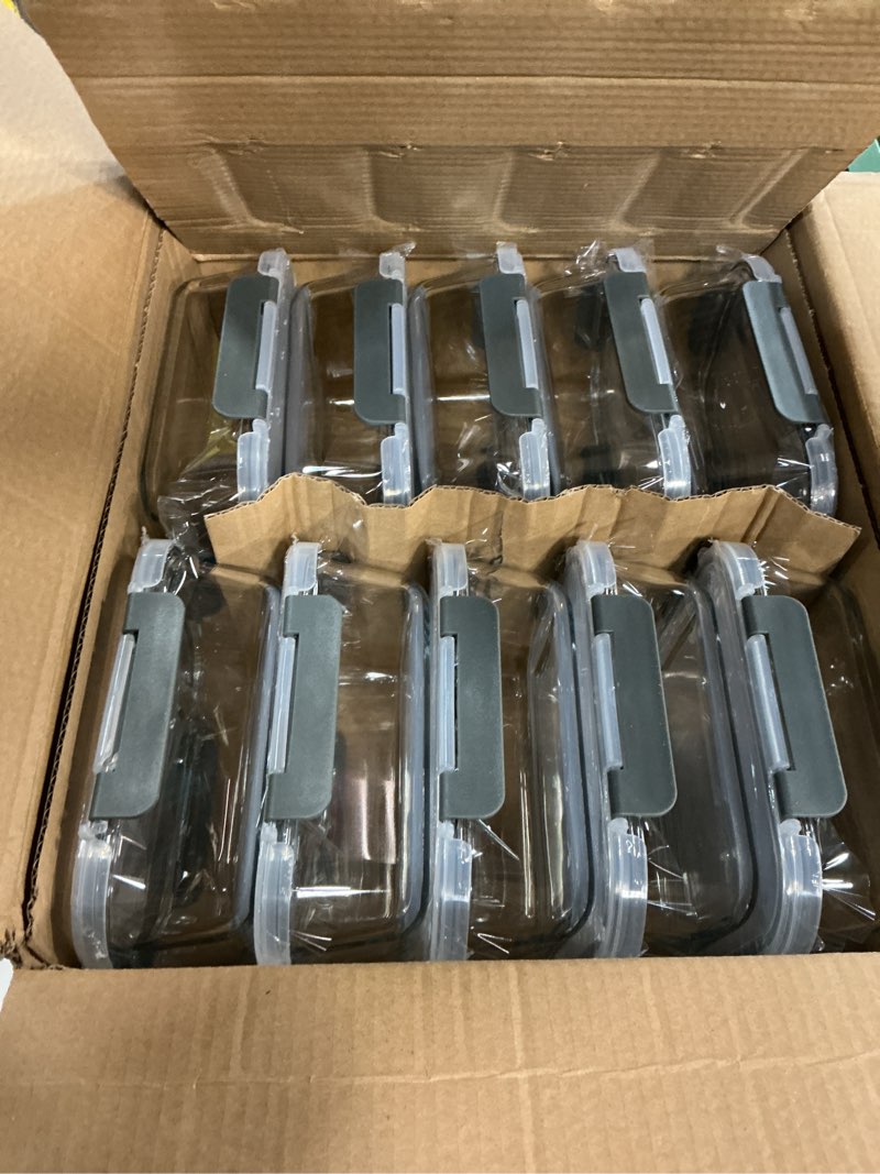 Condition photo showing New/Like New for KOMUEE 10 Packs 30 oz Glass Meal Prep Containers,Glass Food Storage Containers with Lids,Airtight Lunch Bento Boxes,Microwave,Freezer and Dishwasher,Gray