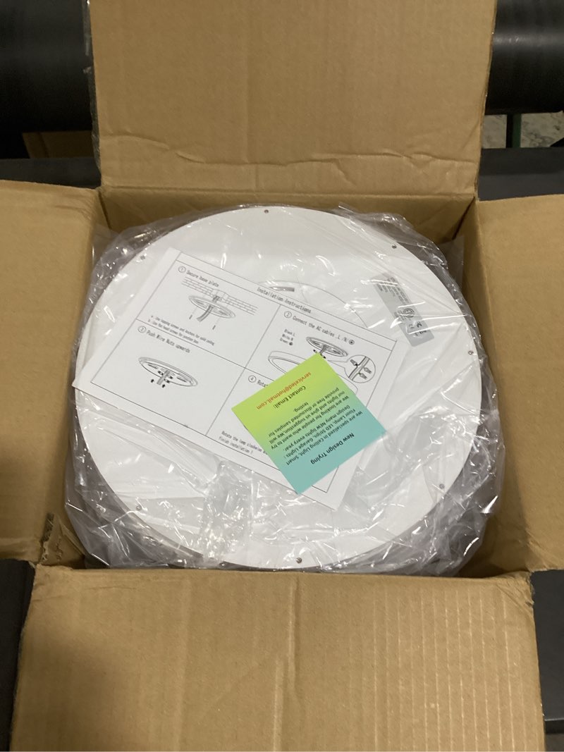Condition photo showing New/Like New for 12pack 3200lm led flush mount ceiling light, super slim 12 inch ceiling light, 5000k led light for bedroom, living room, dining room, garage, office, warehouse white 12in-12pack