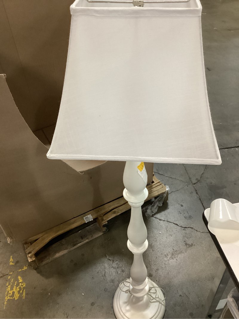 Condition photo showing Good Condition for safavieh bessie 62.0-in white standard floor lamp with fabric shade