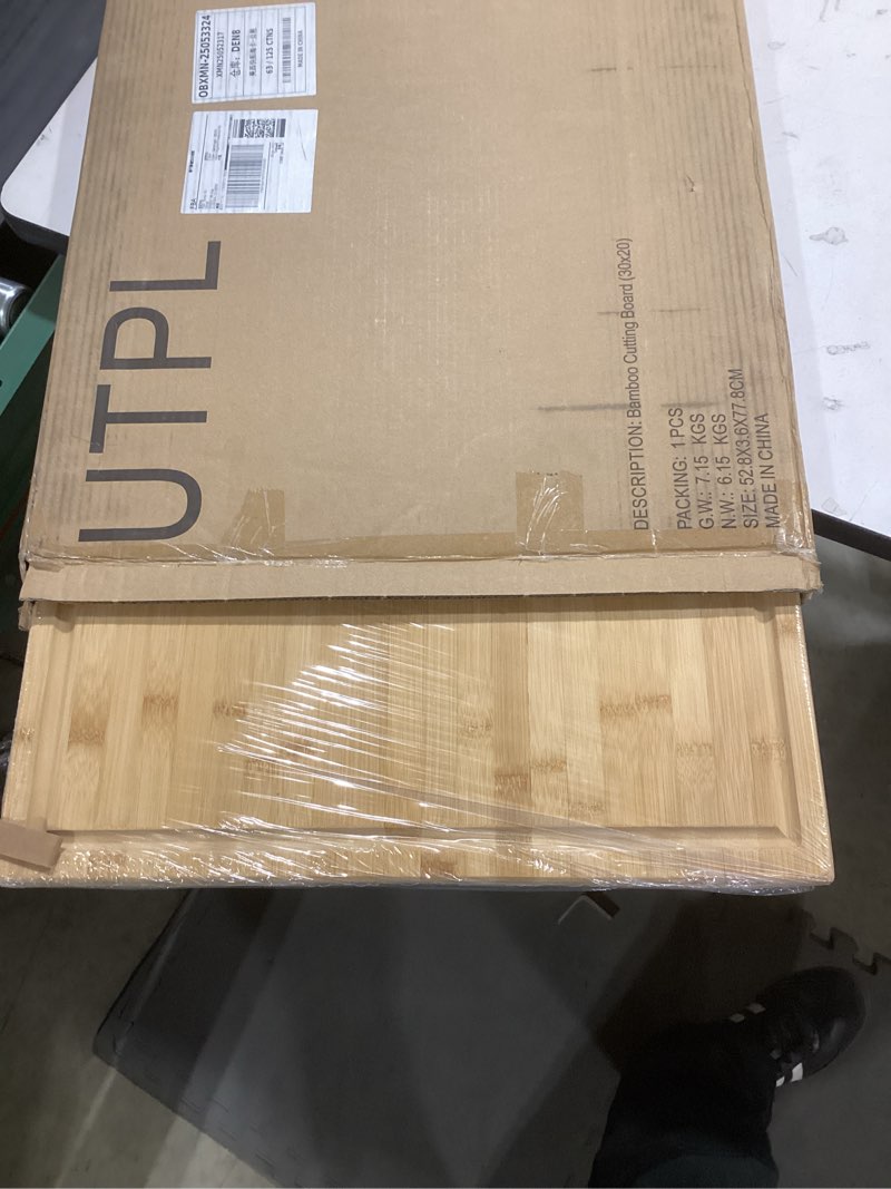Condition photo showing Good Condition for Utoplike Extra Large Cutting Board for kitchen, 30 x 20 Inch Bamboo Chopping Boards, Wood Stove Top Cover, Over the Sink Butcher Block with Juice Groove for Turkey, Meat, Vegetables, BBQ, 1"Th 30"L x 20"W Bamboo