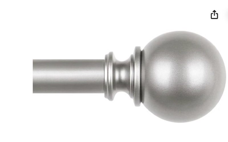 Curtain Rods for Windows 72 to 144 Inches, Silver Curtain Rod 32 to 144 Inches (2.6-12ft), 7/8 Inch Decorative Drapery Rods with Round Finials