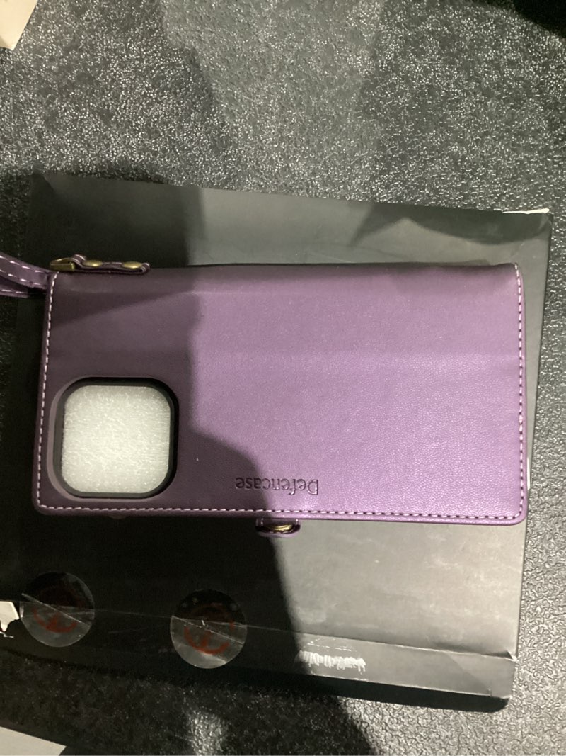 Condition photo showing Good Condition for Defencase for iPhone 16 Pro Max Magnetic Wallet Case Compatible with Magsafe with RFID Blocking Zipper Strap Card Holder for Women Men PU Leather Detachable Case for iPhone 16 Pro Max (6.9"), Purple iPhone 16 Pro Max (6.9") (Detachable with Magsafe)-Purple
