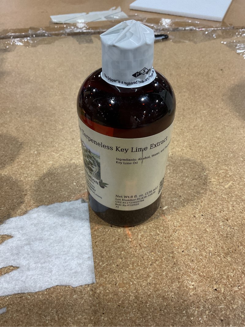 Condition photo showing New/Like New for pure keylime terpeneless extract - tart citrus flavor for baking - cooking - beverages - marinades - terpene free - non-gmo - kosher - vegan - 4 oz 4 fl oz (pack of 1)