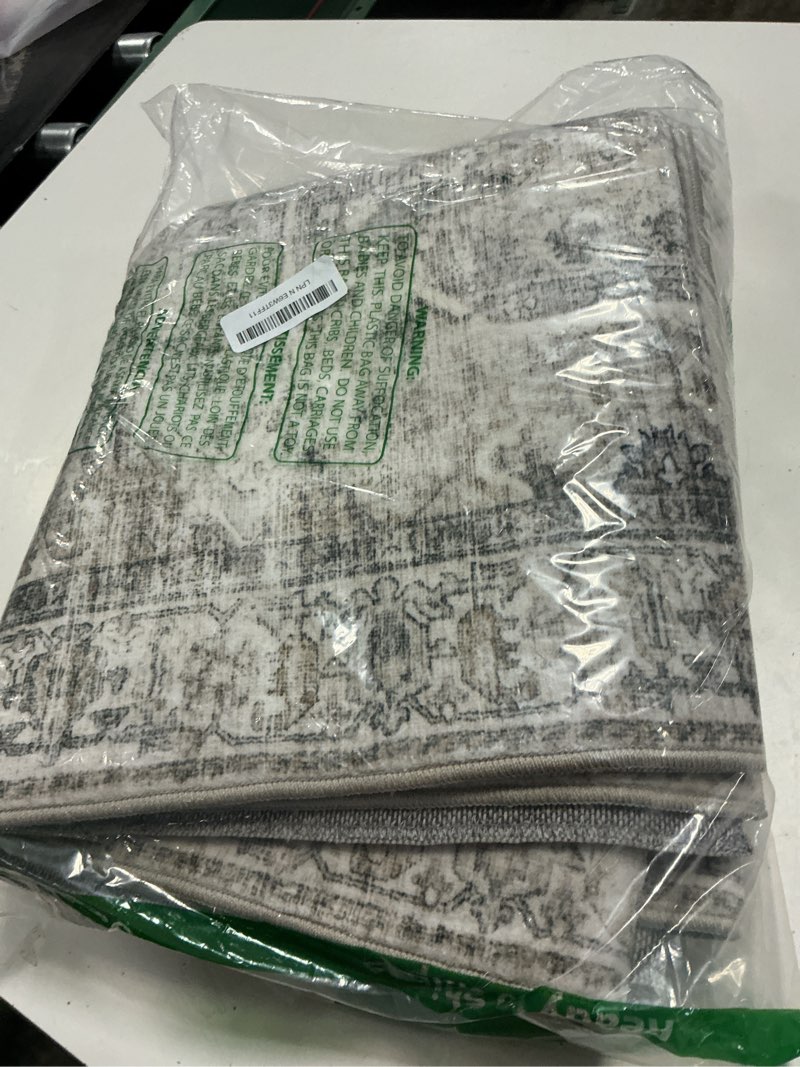Condition photo showing Good Condition for machine washable kitchen runner rugs: 2'6"x8' hallway rug non slip low pile stain resistant soft carpet runners for hallways indoor entryway kitchen laundry room bedroom farmhouse 2'6" x 8' (rectangular) brown and cream