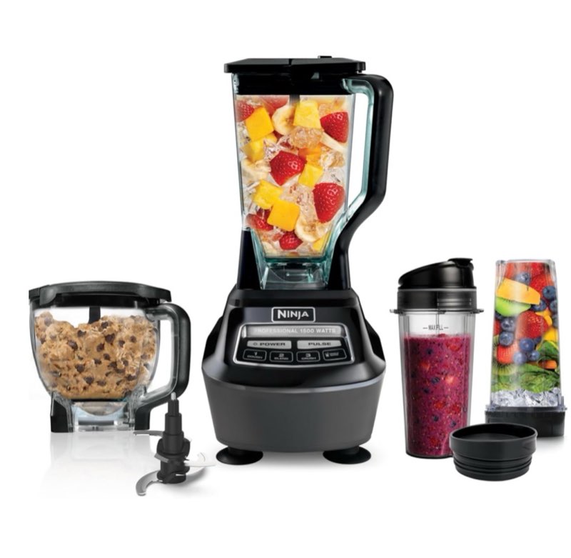 ninja kitchen system | all-in-one food processor & blender for smoothies | includes pitcher, (2) 16 