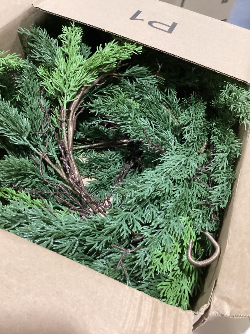 Condition photo showing As Is for 9 Ft Real Touch Christmas Garlands,Thick and Lush?Bendable guirnaldas navideñas, Pine Cedar Garland Artificial Realistic, Christmas Garland for Mantle,Indoor Outdoor Christmas Decorations Green 9ft