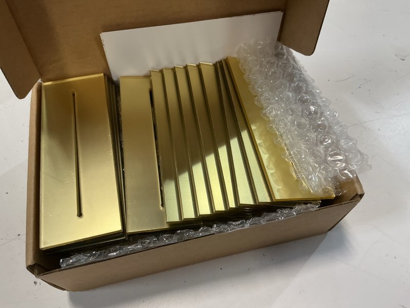 Condition photo showing Good Condition for gold mirror arch table numbers 1-15 with stand, 15 pack 5x7 inch gold acrylic signs with white numbers, arched acrylic table numbers for wedding reception gold mirror table number 1-15, 5"x7"