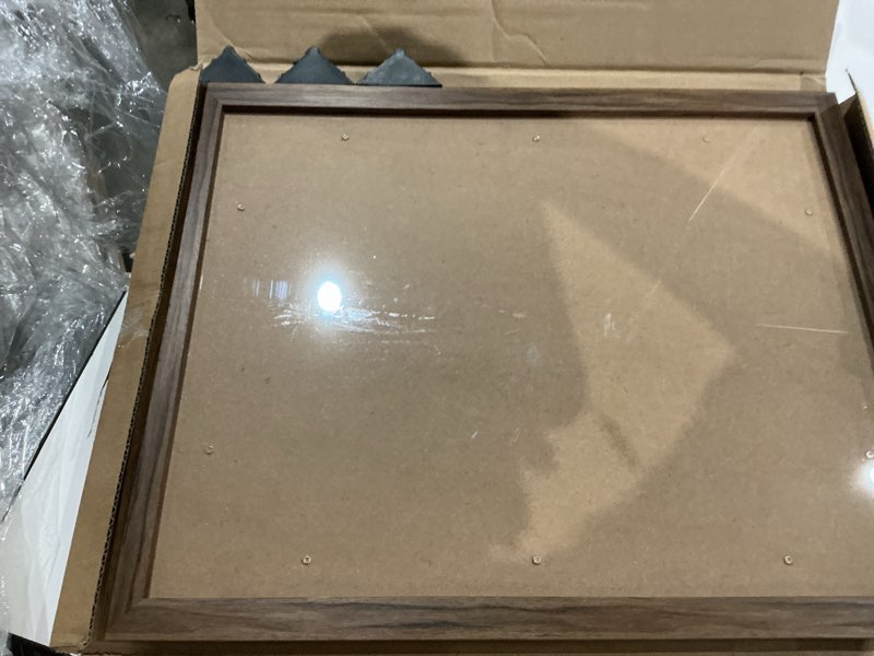 Condition photo showing As Is for 14x18 frame rustic brown, distressed 18x14 picture frame, art pic hanging poster frame, 14 by 18 gallery family concert portrait wall photo frame anniversary/birthday/wedding/thank you/christmas gift brown 14x18in