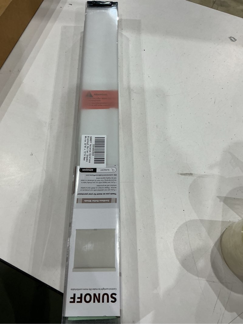 Condition photo showing As Is for cordless blackout roller shades blinds for windows free-stop,pull down room darkening with valance,thermal insulated woven fabric window door blinds for home,office,white 20" w x 72" l 20"w x 72"h white