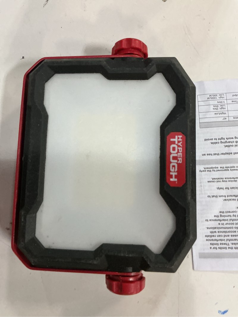Condition photo showing As Is for hyper tough 10w led 1000 lumen rechargeable free standing light, handheld portable work light