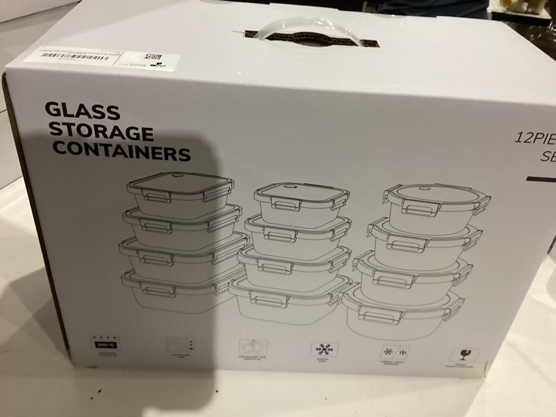 Condition photo showing New/Like New for 12-pack glass containers with tempered lids – borosilicate, oven-safe(-4°f~950°f), airtight, bpa-free, multi-size for meal prep, dishwasher safe (blue)