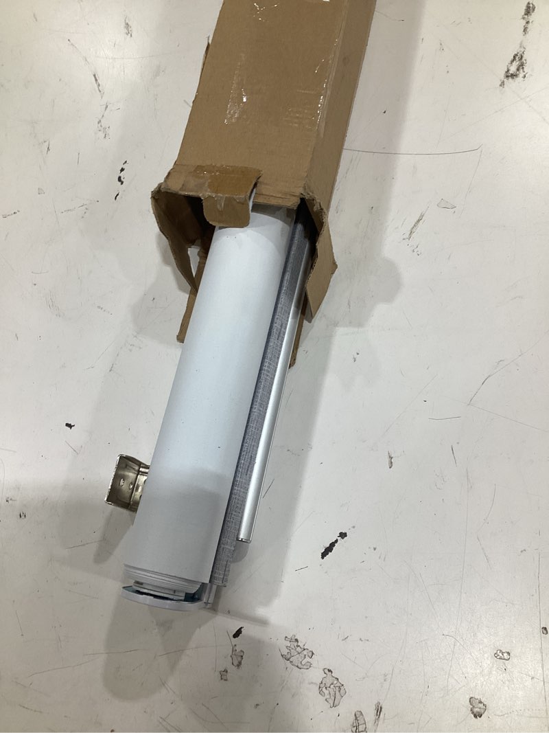Condition photo showing As Is for genimo 100% blackout roller window shades, window blinds cordless with thermal insulated, uv protection fabric, mini french door blinds for home, bedroom, office, light grey, 20" w x 72" h light grey (standard roll) 20"w x 72"h