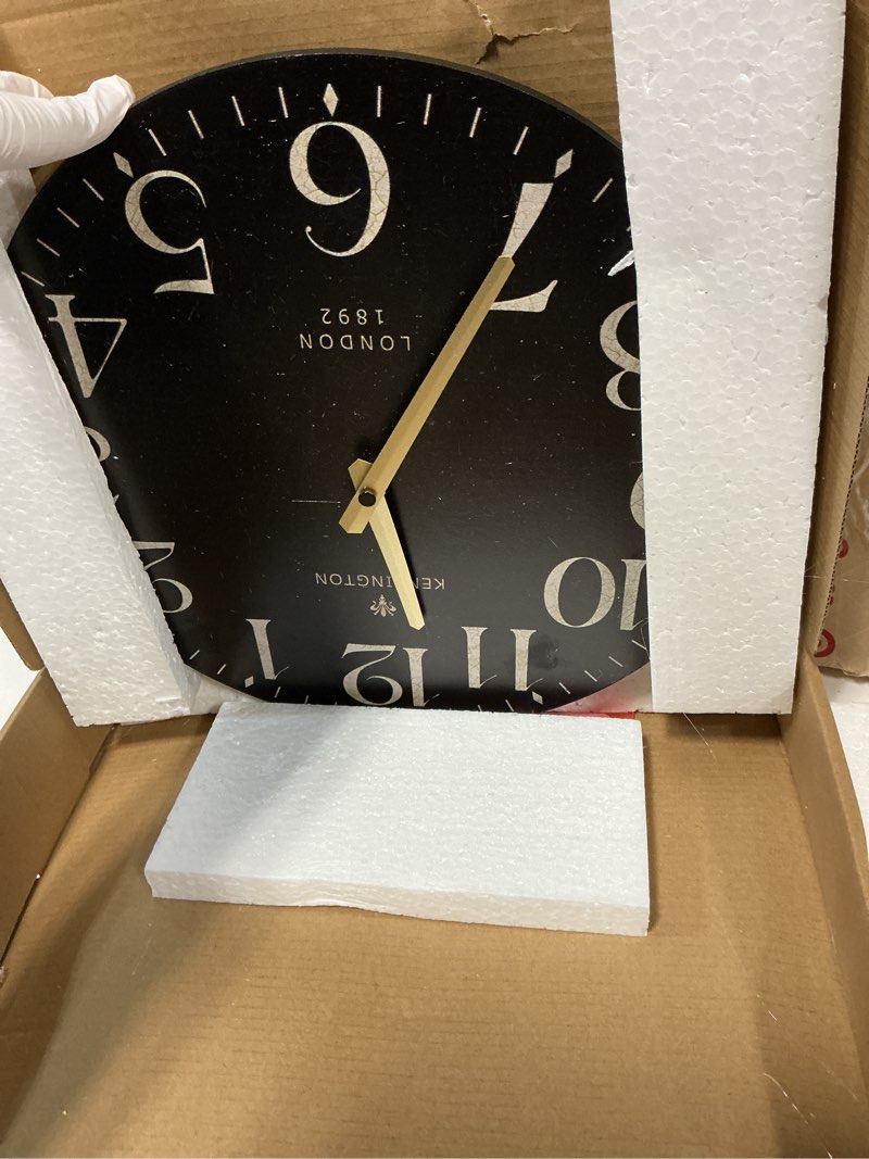 Condition photo showing Good Condition for nikky home farmhouse small wall clock, 12 inch black clock battery operated | silent non ticking vintage decorative round analog rustic wooden clocks for kitchen, living room, bedroom, bathroom, office