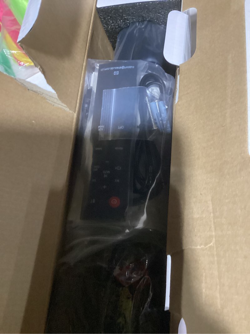 Condition photo showing New/Like New for Sound Bar for Smart TV, Soundbar for TV with Bass Reflector and Easy Set up, Home Audio Surround Sound System for TV PC Projector, Wall Mountable Without Subwoofer