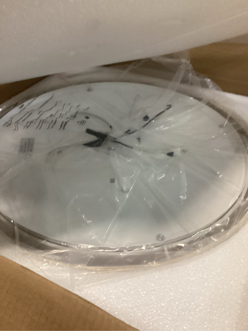 Condition photo showing Good Condition for WINGBO 20" Modern 5-Light Flush Mount Ceiling Light Fixture with Rattan & Fabric Double Drum Shade for Bedroom Living Room Dining Room Hallway Entryway, Khaki Khaki Large(20")