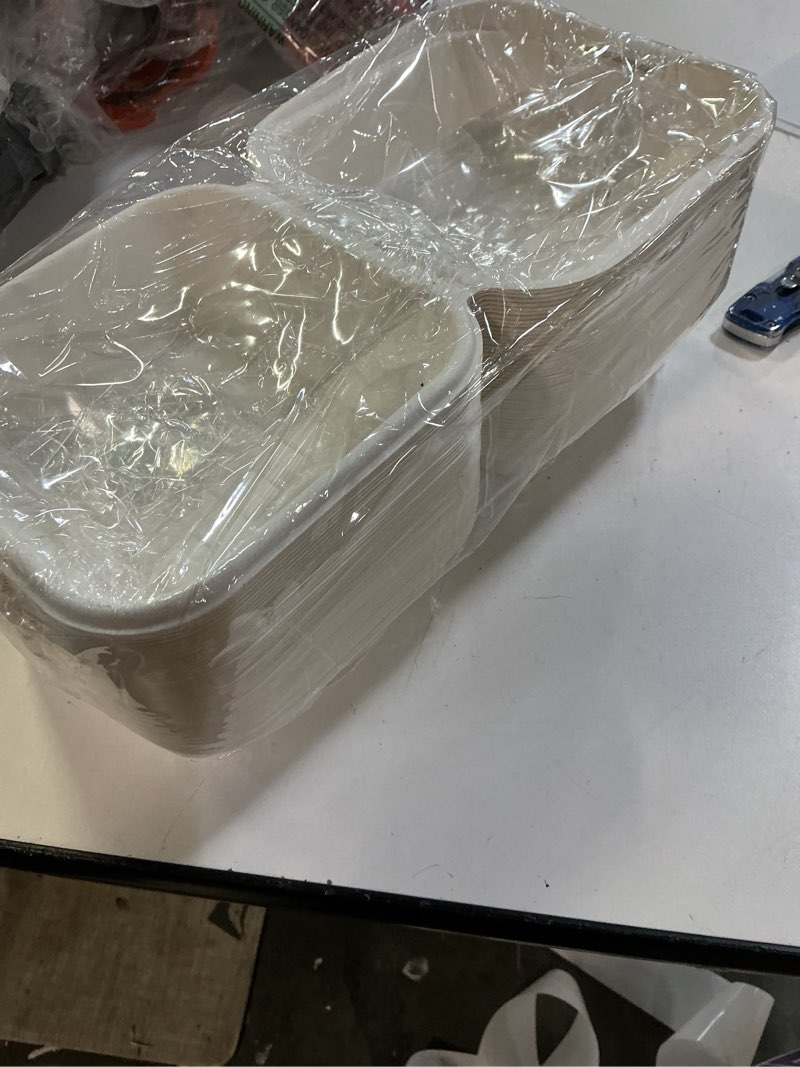 Condition photo showing Good Condition for hewnda 50 pack 4 x 4 inch clamshell takeout tray,microwaveable paper hinged containers,clamshell food containers, burgers,sandwich, cookies take-out container (white)