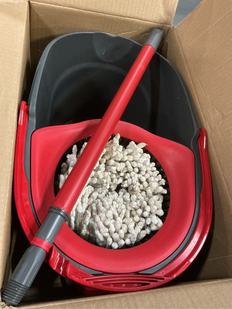 Condition photo showing As Is for O-Cedar EasyWring Microfiber Spin Mop, Bucket Floor Cleaning System, Red, Gray, Standard Easywring Spin Mop & Bucket