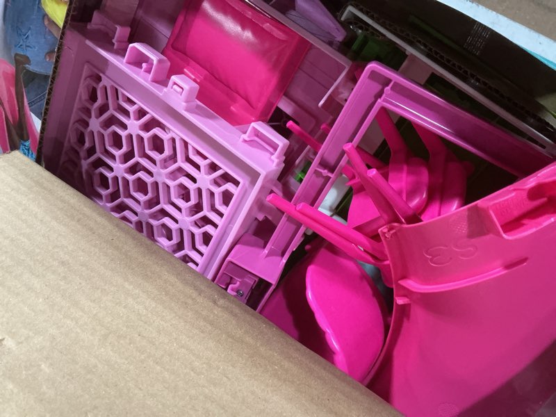 Condition photo showing Good Condition for Barbie Dreamhouse, Pool Party Doll House with 75+ Pieces and 3-Story Slide, House Playset, Pet Elevator and Puppy Play Areas