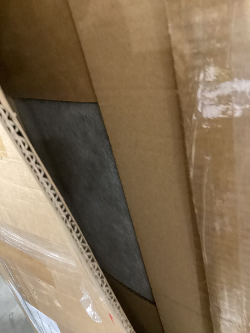 Condition photo showing As Is for L Shaped Couch Sectional Couches with Chaise and Storage Ottoman, 3 Pieces Modular Convertible Sofa for Living Room Furniture Sets and Small Apartment Faux Leather, Grey Blue Grey Blue Leather. INCOMPLETE 