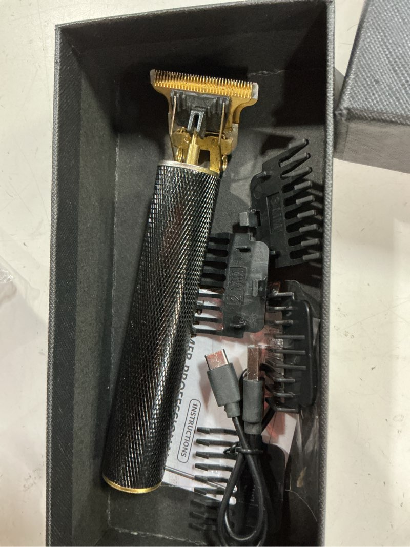 Condition photo showing As Is for unisex hair trimmer kit - cordless, rechargeable, waterproof, with guide combs for men black