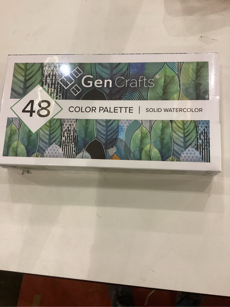 Condition photo showing New/Like New for GenCrafts Watercolor Paint Palette 48 Premium Colors with Paper Pad - 2 Refillable Brush Pens - 15 Sheets of Water Color Paper 48 Classic Colors