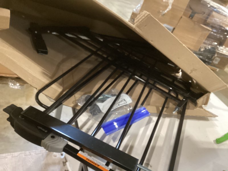 Condition photo showing As Is for regalo safety 29-49" easy step extra wide baby gate for doorways & bottom of stairs, pressure mounted safety gate with door for babies, toddlers & pets, black black 29-49"w x 30"h
