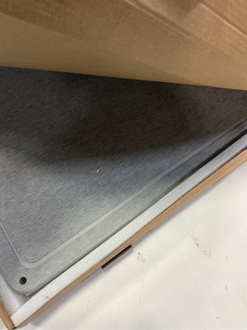 Condition photo showing Good Condition for Large Diatomaceous Earth Stone Dish Drying Mats for Kitchen Counter,24"×16",Quick Drying,with 4 Non-Slip Stainless Steel Feet, Suitable for Various Countertops, Bowl Racks, Medium Gray Fluted-Medium Gray