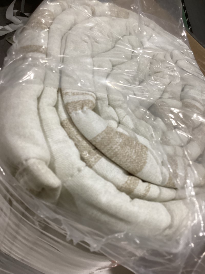 Condition photo showing Good Condition for Lush Decor Farmhouse Stripe Reversible Cotton Quilt Queen Size 3 Piece Set Full/Queen Neutral - Farmhouse Bedding Set Queen Quilt - Striped Bedding