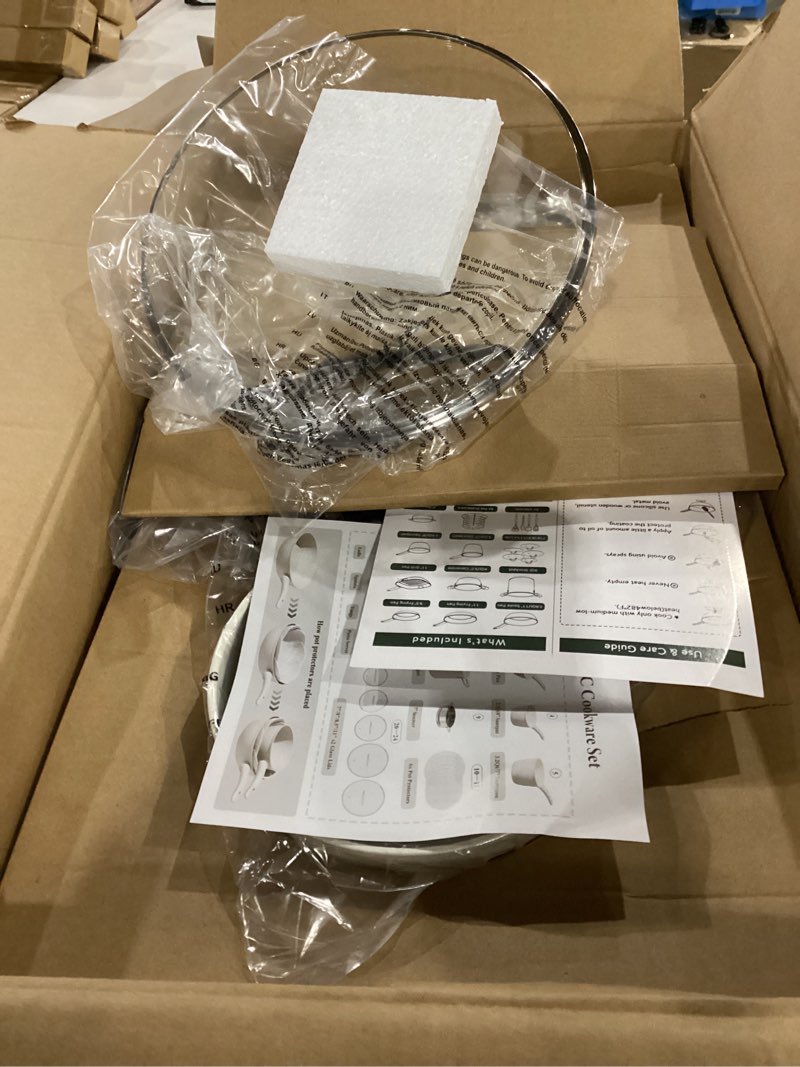 Condition photo showing New/Like New for 24pcs pots and pans set non stick,ceramic cookware set with 8qt stockpot,titanium-reinforced long-lasting nonstick,pfas-free,induction compatible,complete kitchen set for batch cooking & family meals