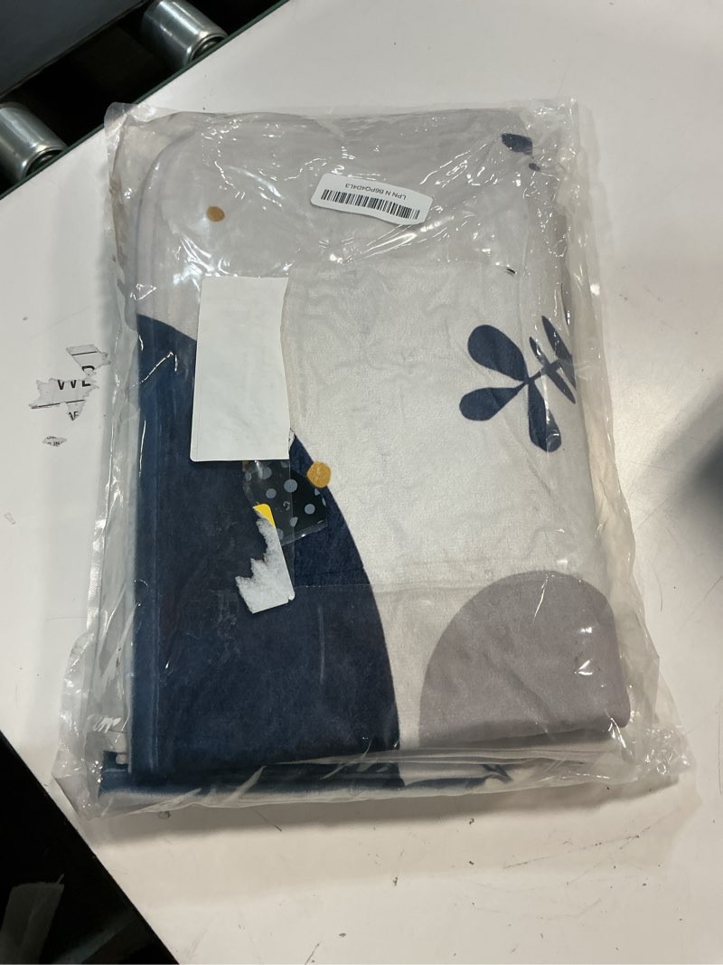 Condition photo showing Good Condition for riyidecor mid century boho 4pcs shower curtain set with toilet lid cover and non-slip rugs,modern minimalist navy blue bathroom decor set?abstract contour and bath mat with 12 hooks 72"w x 72"l (pack of 4) 01navy blue