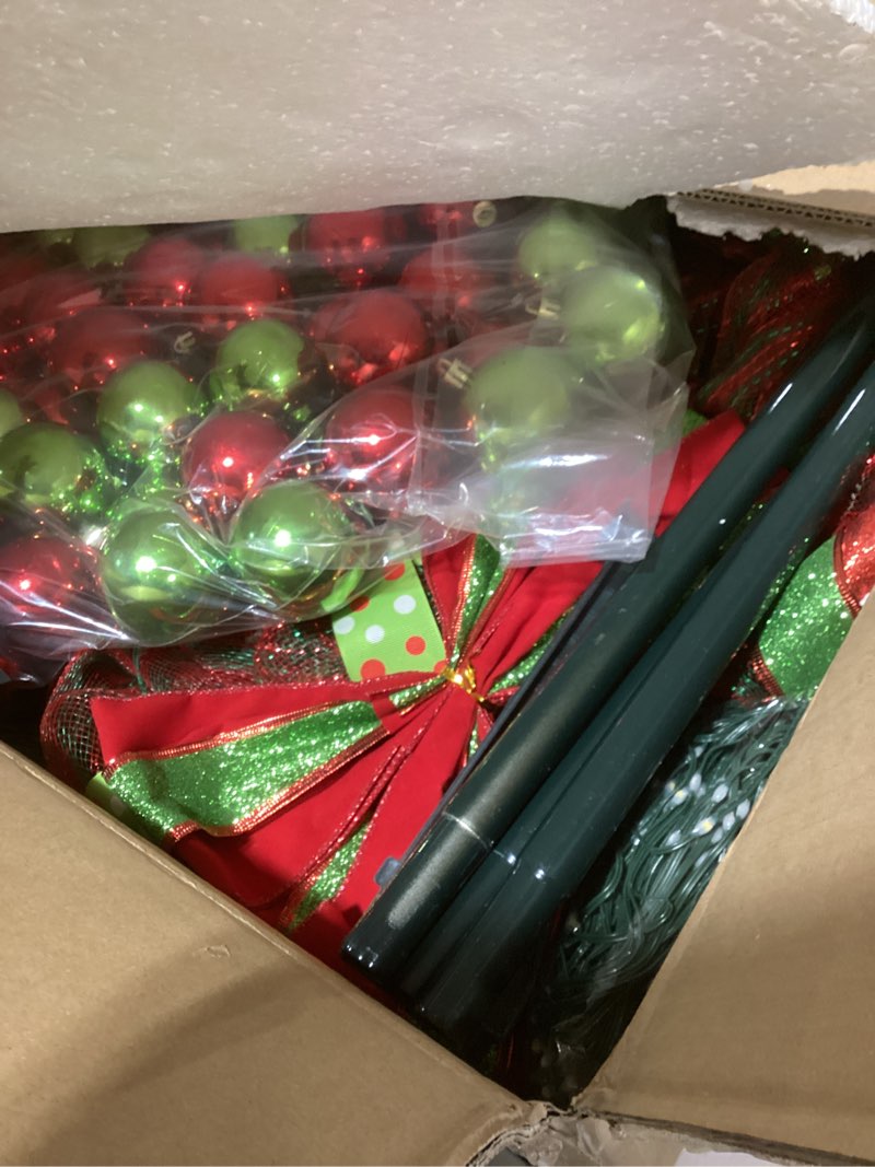 Condition photo showing Good Condition for MARTINE MALL 6FT Whimsical Pop Up Christmas Tree with 8 Mode 180 Warm Lights, Collapsible Foldable Christmas Tree Pull Up Fully Decorated Xmas Trees with 117PCS Christmas Ornaments for Indoor Outdoor