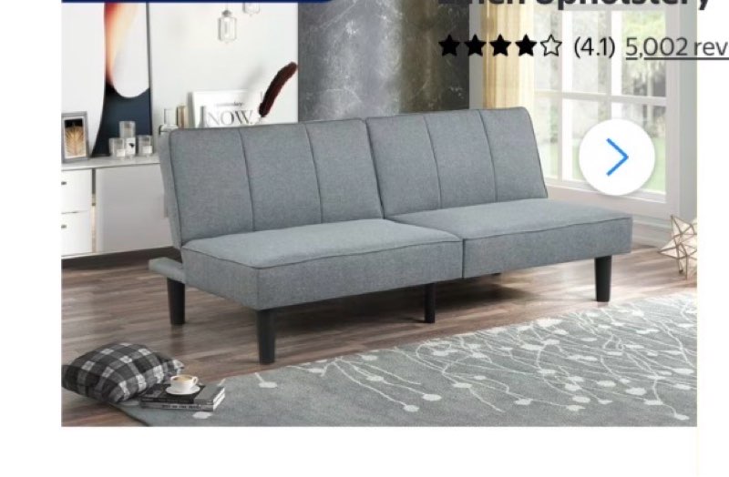 mainstays 66" studio futon, gray linen upholstery