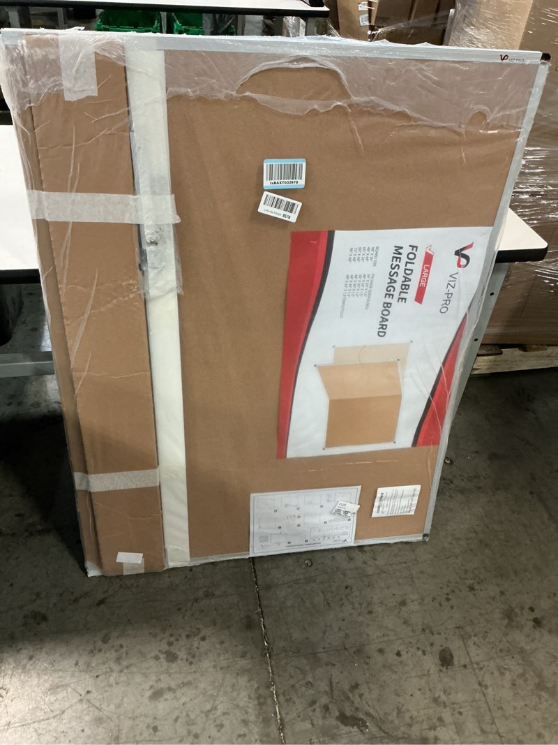 Condition photo showing New/Like New for VIZ-PRO 72" x 48" Large Cork Bulletin Board, Foldable & Wall-Mounted Notice Pin Board with Silver Aluminum Frame, for School Home Office - 6' x 4' Corkboard 72 X 48 Inches