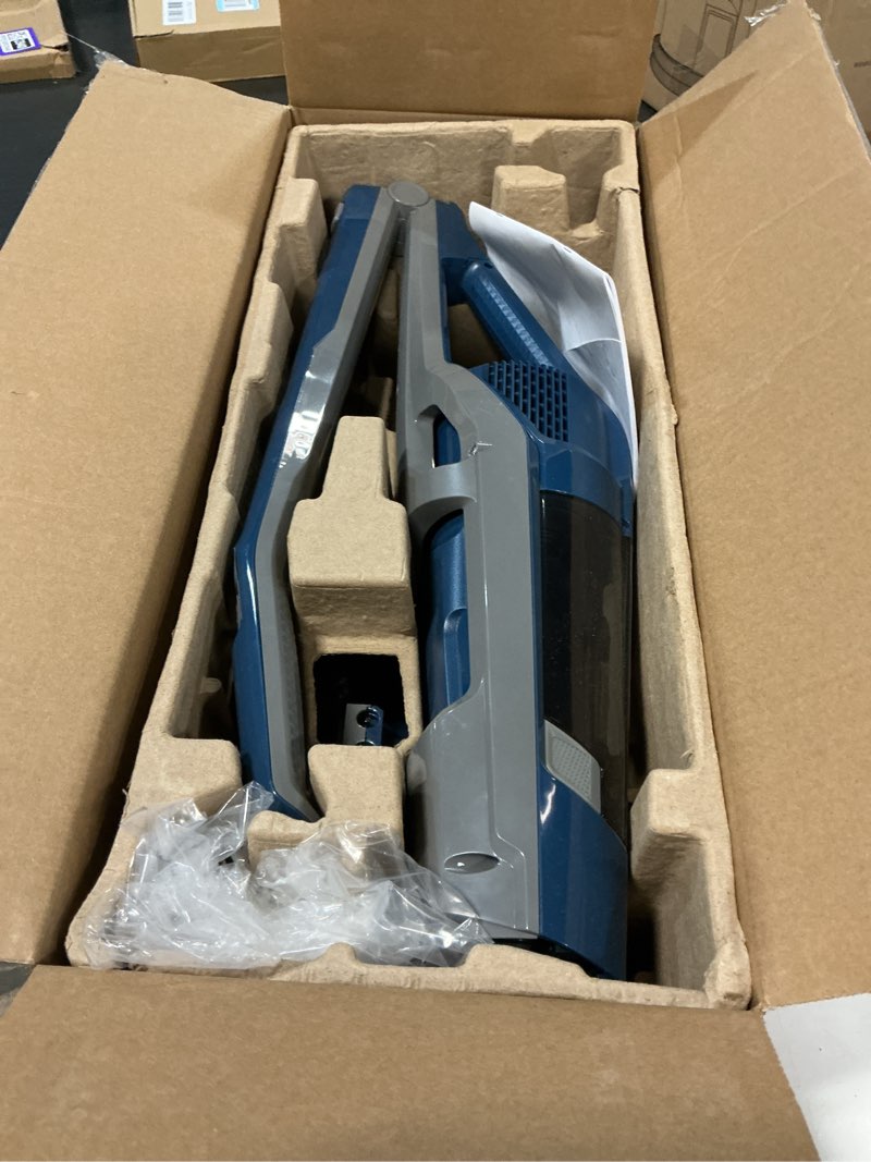 Condition photo showing As Is for vacmaster portable 10.8v 2-in-1 cordless stick lightweight vacuum cleaner with 2-speed power control and led headlight for hardwood floor, carpet & pet hair, blue