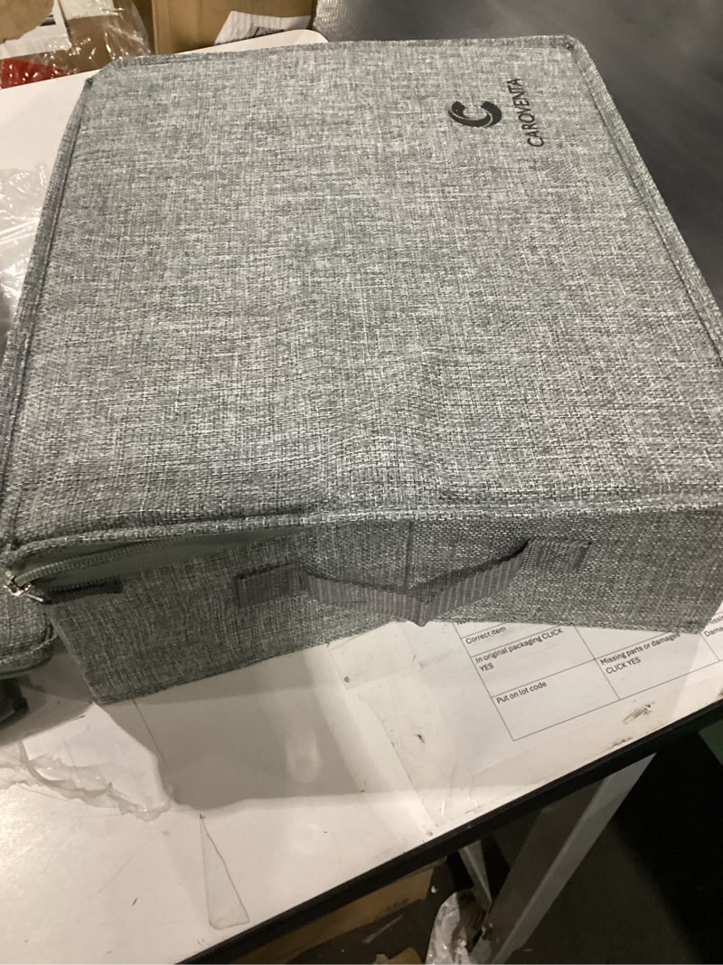 Condition photo showing Good Condition for iwill create pro folding storage box with zip lid and handles, storage basket with linen fabric, closet shelf drawers,dark gray, 2 pcs