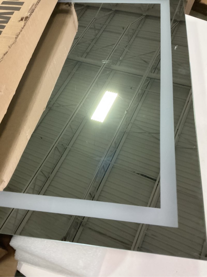 Condition photo showing Good Condition for COOLJEEN RGB Vanity Mirror with Lights 23” X 18” Makeup Mirror with Front Light and RGB Backlit Lighted Makeup Mirror with 3 Color Lighting Dimmable Tempered Glass 10x Magnification and Wall-Mounted