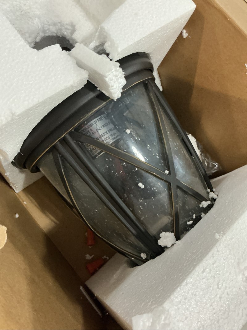 Condition photo showing Good Condition for allen + roth castine 1-light 14.38-in h oil-rubbed bronze led, outdoor wall light